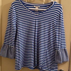 Blue and white striped top